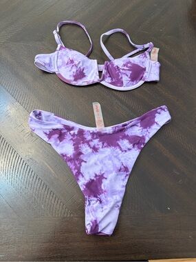 🔮 Tie Dye Tropics! Romwe Women's Purple Tie Dye Bikini Set 🌊